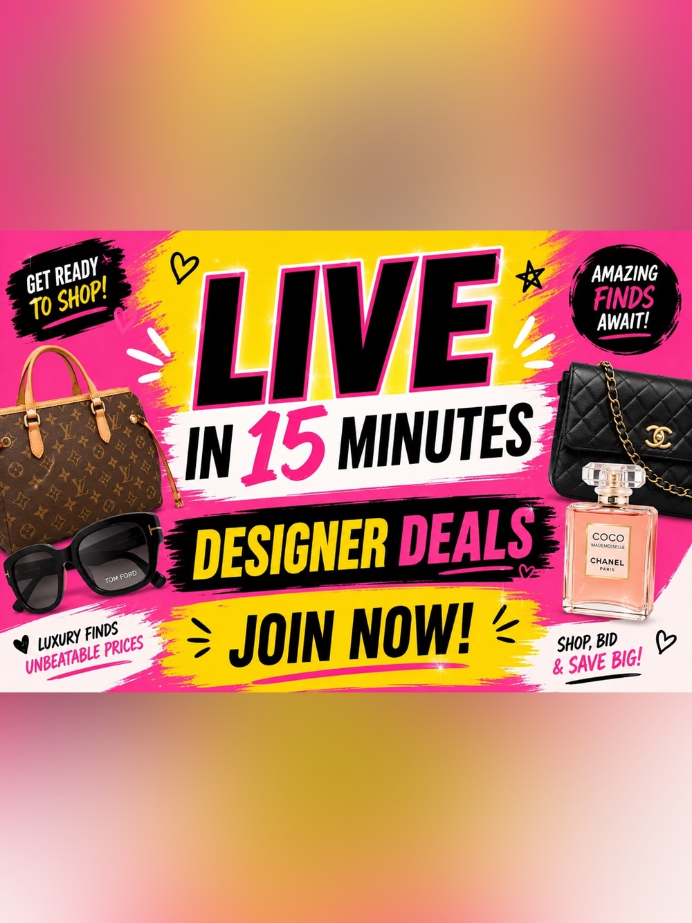 Pink and Yellow Live Designer Deals Wall Art Poster